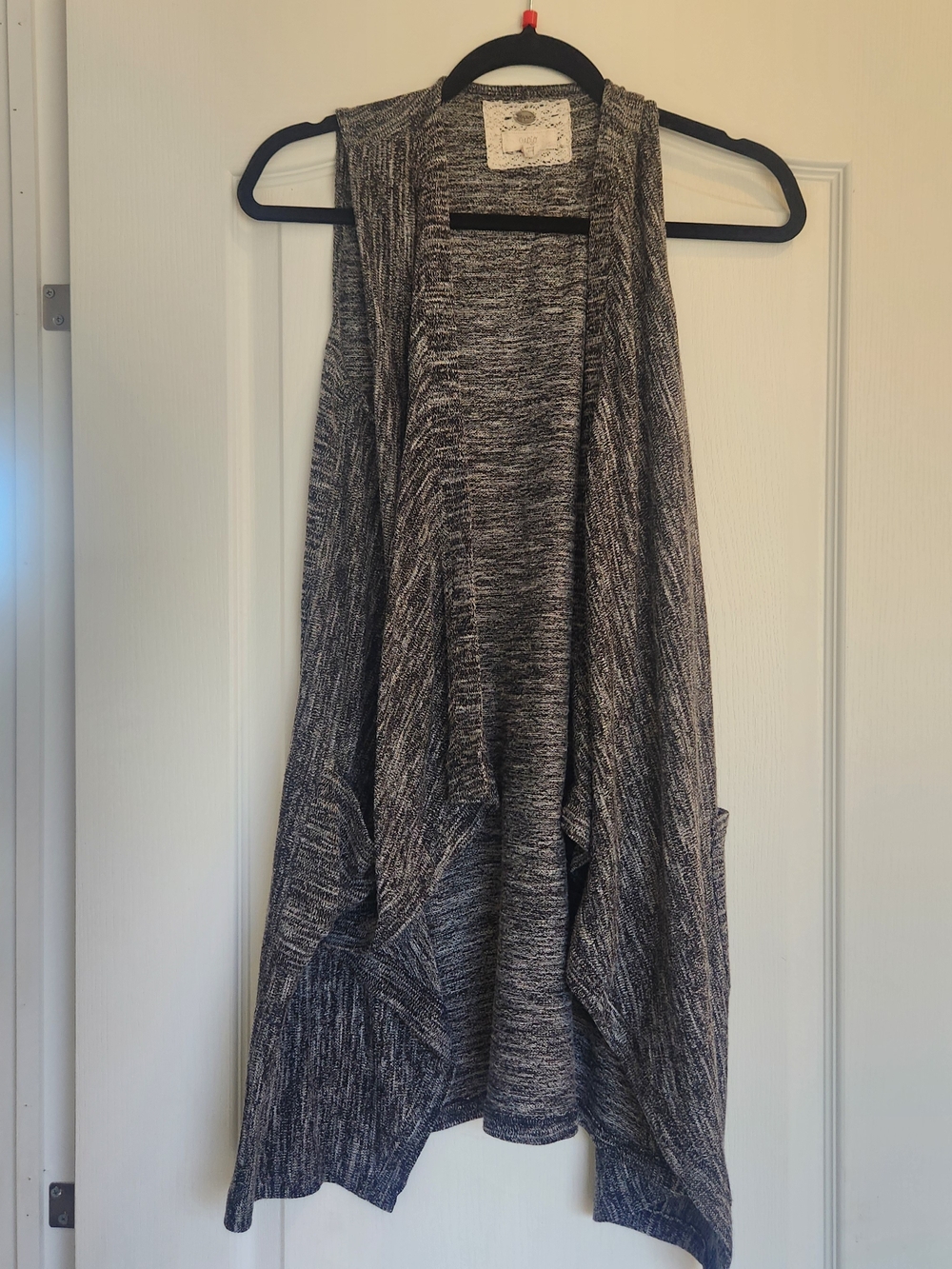 Cupio Gray Marled Sleeveless Open-Front Cardigan Vest M Euc